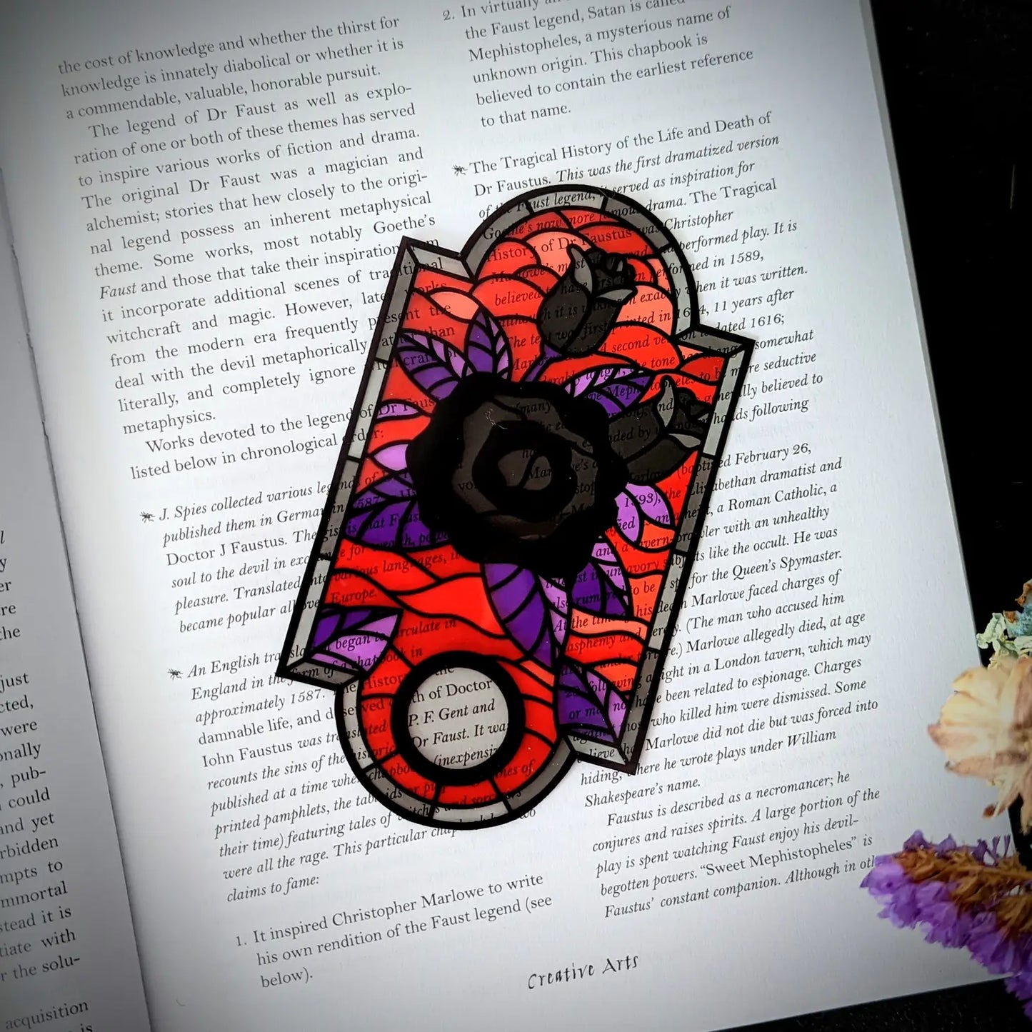 Clear Bookmark - Black Rose Stained Glass Goth Gothic Horror