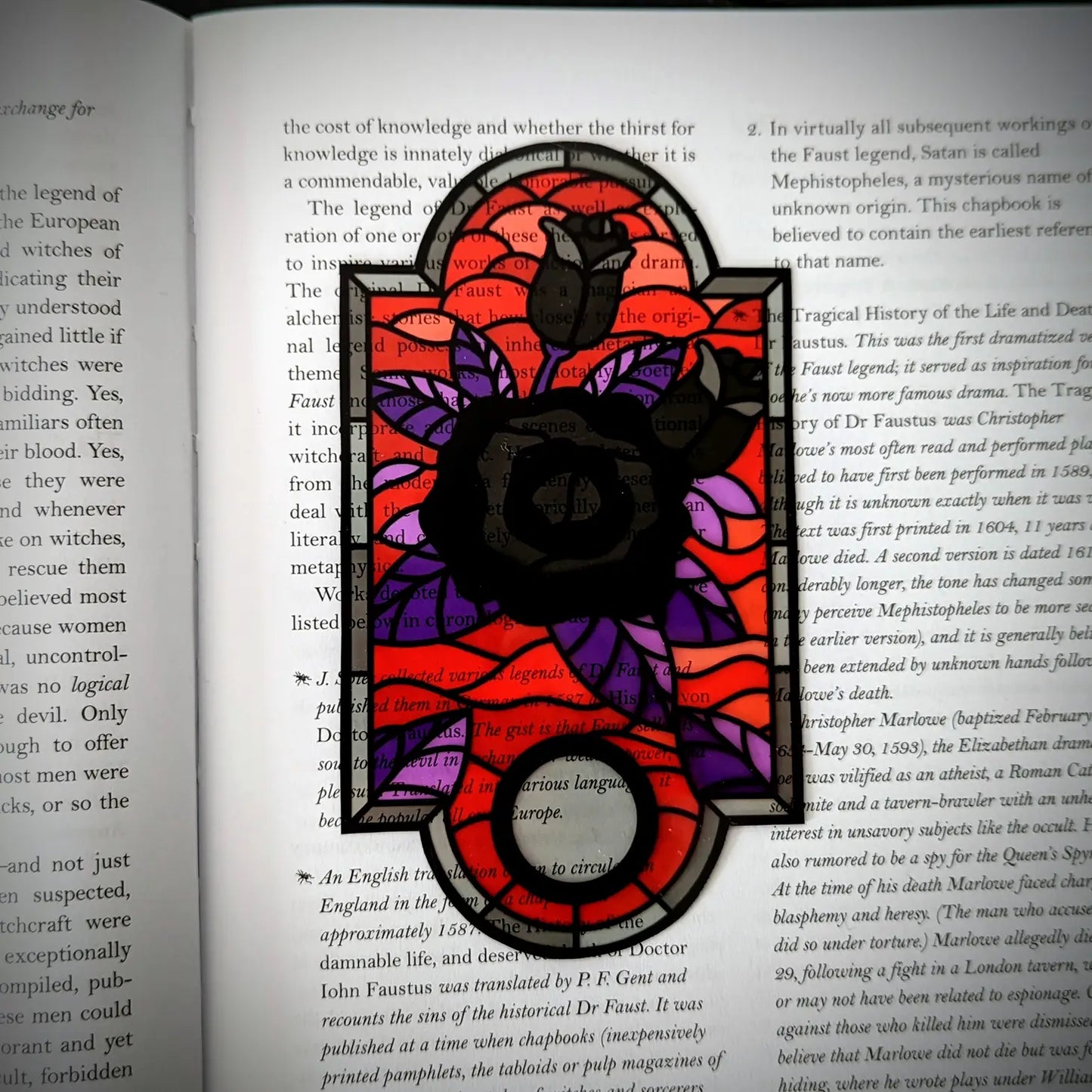 Clear Bookmark - Black Rose Stained Glass Goth Gothic Horror