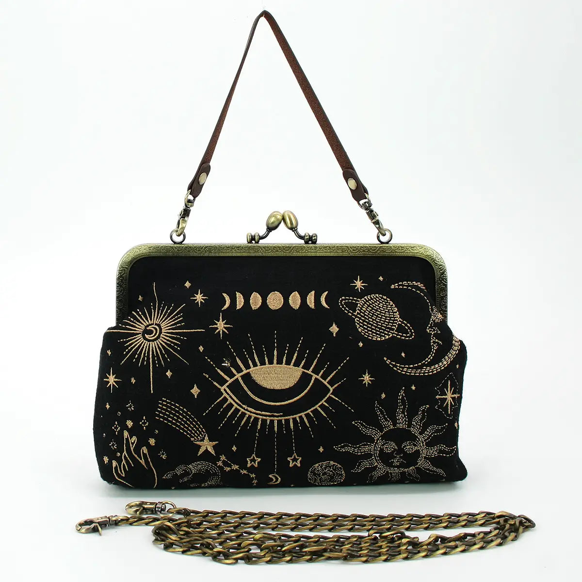 Celestial Kisslock Bag in Linen Blend