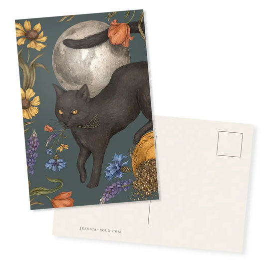 4” x 6” Black Cat and Full Moon Postcard