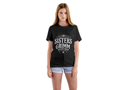 Sisters Grimm Oddities Parlor T-Shirt (Silver Lettering)