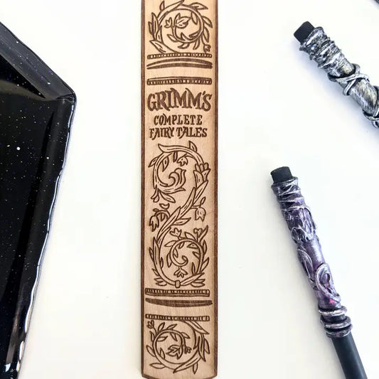 Grimms Fairytales Book Spine Wooden Bookmark