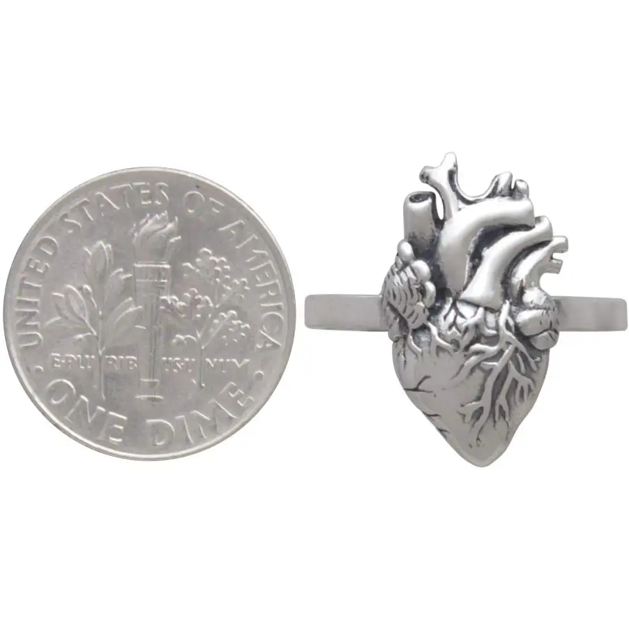 Anatomical Heart Ring -Sterling Silver