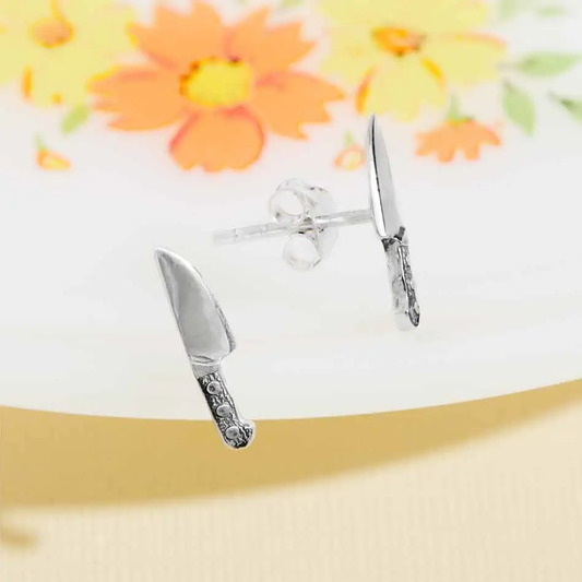 Kitchen Knife Post Earrings- Sterling Silver