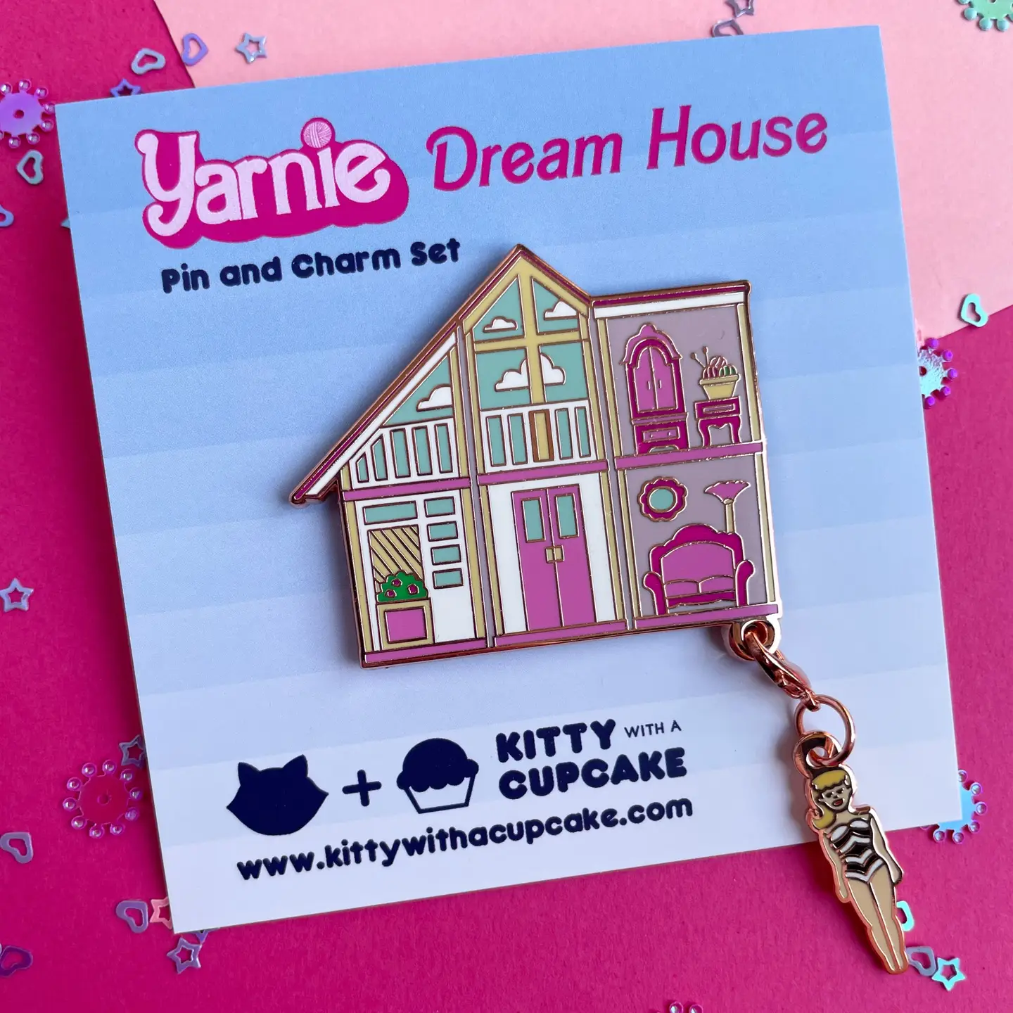 Yarnie Dream House Enamel Pin and Charm Set