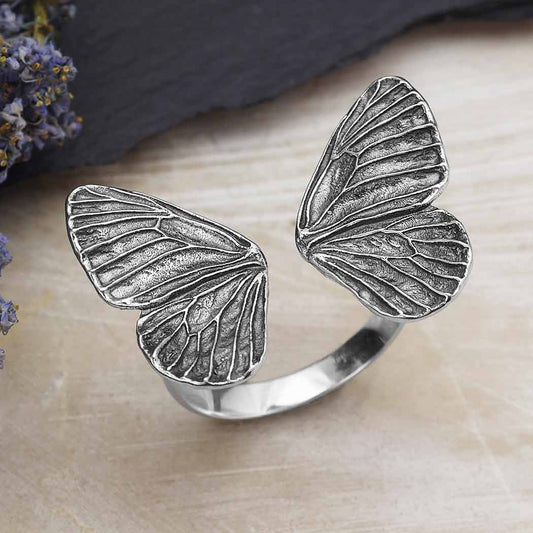 Adjustable Dimensional Butterfly Wings Ring