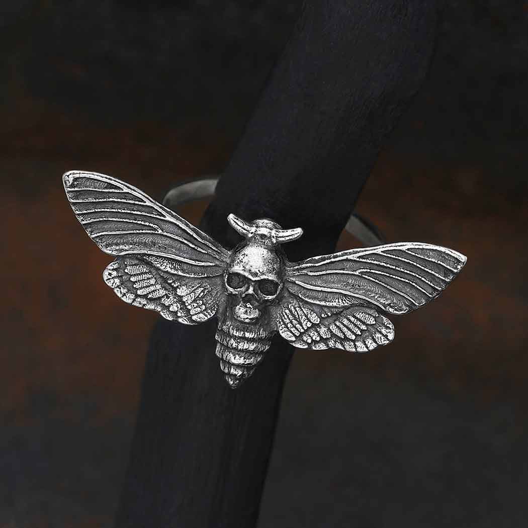 Realistic Deaths Head Moth Ring- Sterling Silver