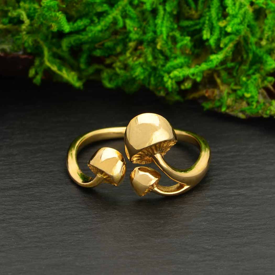 Adjustable Three Mushroom Ring- Bronze