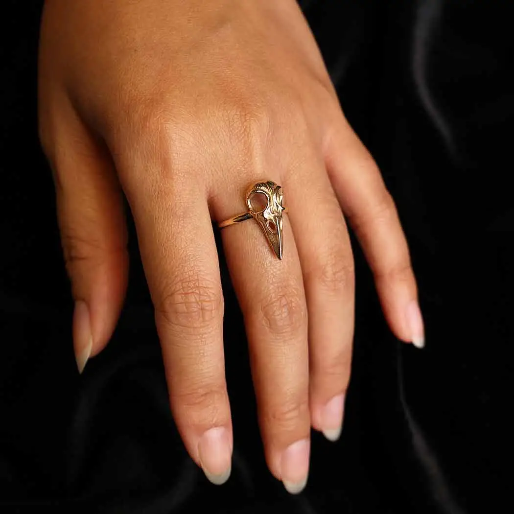 Raven Skull Ring -Bronze