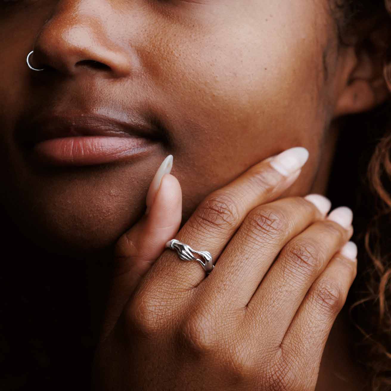 Lover's Hands Ring- Sterling Silver