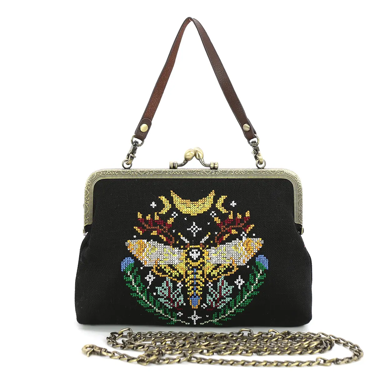 Skull Head Moth Vintage Kisslock Bag