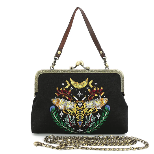 Skull Head Moth Vintage Kisslock Bag