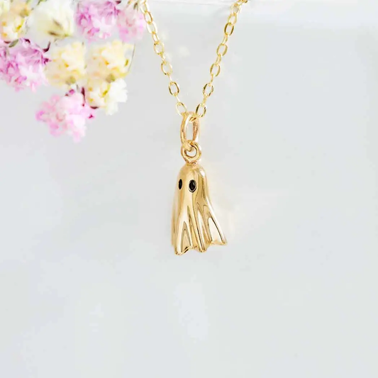 3D Ghost Charm Necklace 18 in - Bronze