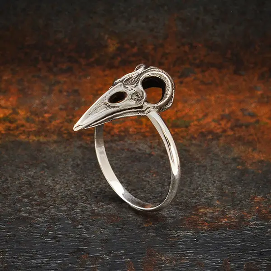 Raven Skull Ring- Sterling Silver