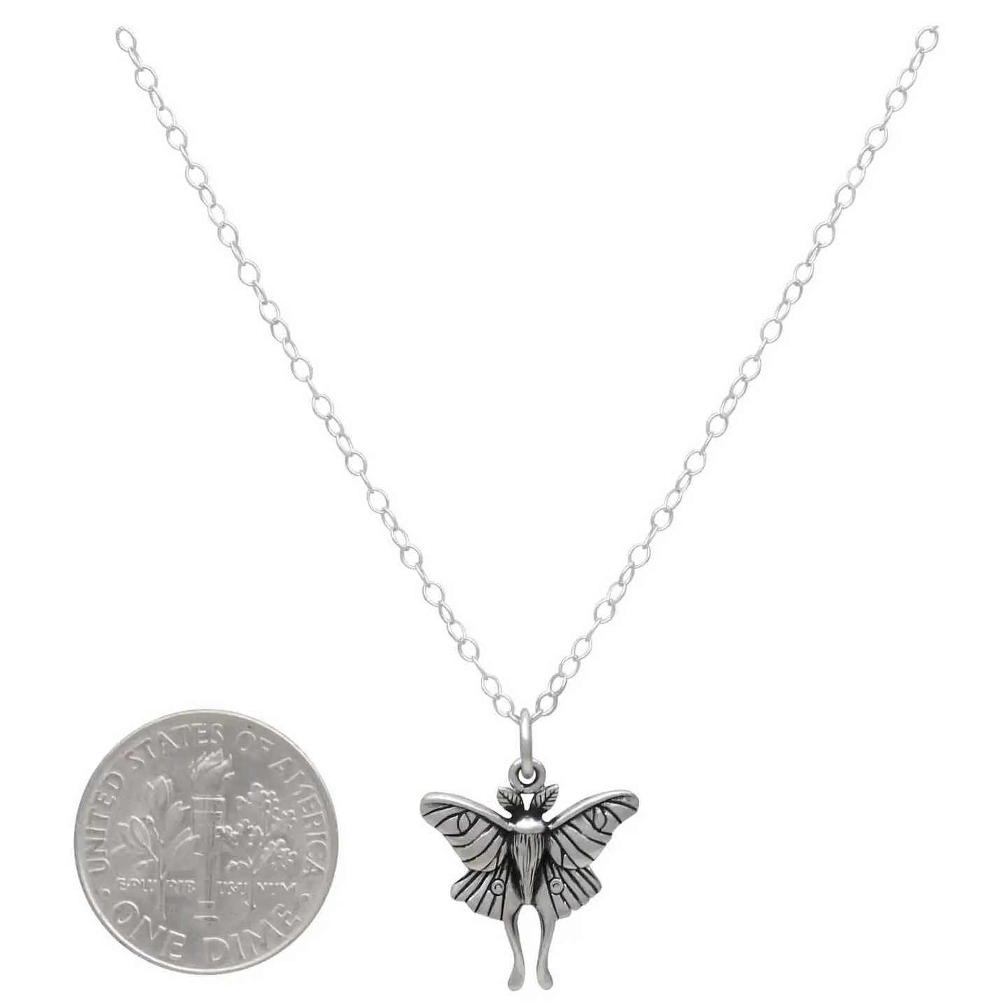 18 Inch Luna Moth Necklace- Sterling Silver