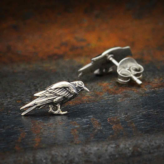 Raven Post Earrings- Sterling Silver